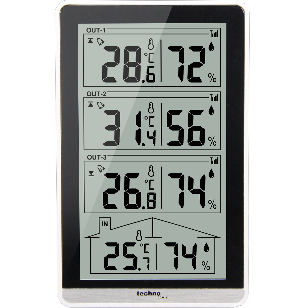 Technoline WS 7060 - moderne Temperaturstation mit 3 Außensensoren und 4 Messwerten