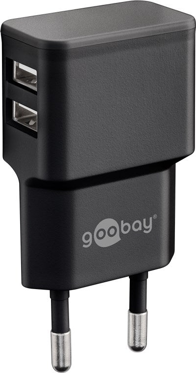 Goobay Dual USB-Ladegerät 2,4 A, 2x USB Ausgang, schwarz