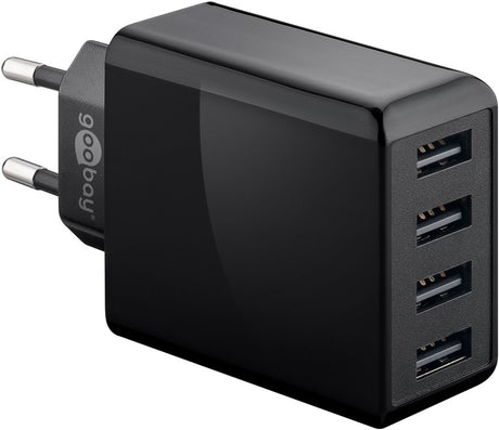 Goobay 4-fach USB-Ladegerät, mehrfach USB-Ladegerät, 30W, lädt bis zu 4 Geräte gleichzeitig, schwarz