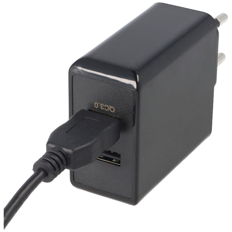 Goobay Dual-USB Schnellladegerät USB QC3.0 28W schwarz, lädt bis zu 4x schneller als Standardladegeräte