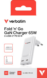 Verbatim Fold 'n’ Go GaN Charger 65W schwarz