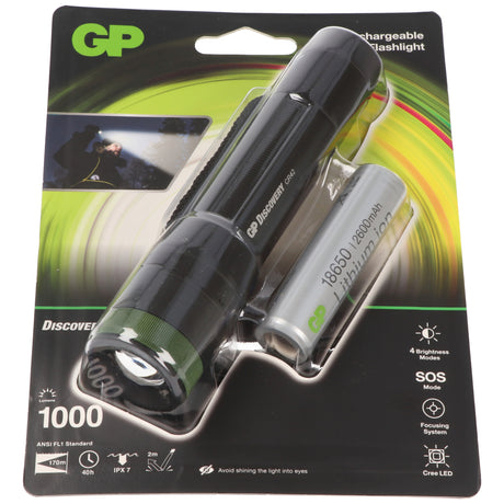 GP Batteries Taschenlampe CR42 1000lumen IPX7 inkl. 18650 3,7V Li-Ion Akku