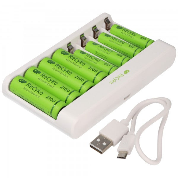 USB-Modell Ladegerät GP E811 4 x ReCyko AA 2100 mAh 4 x ReCyko AAA 850 mAh