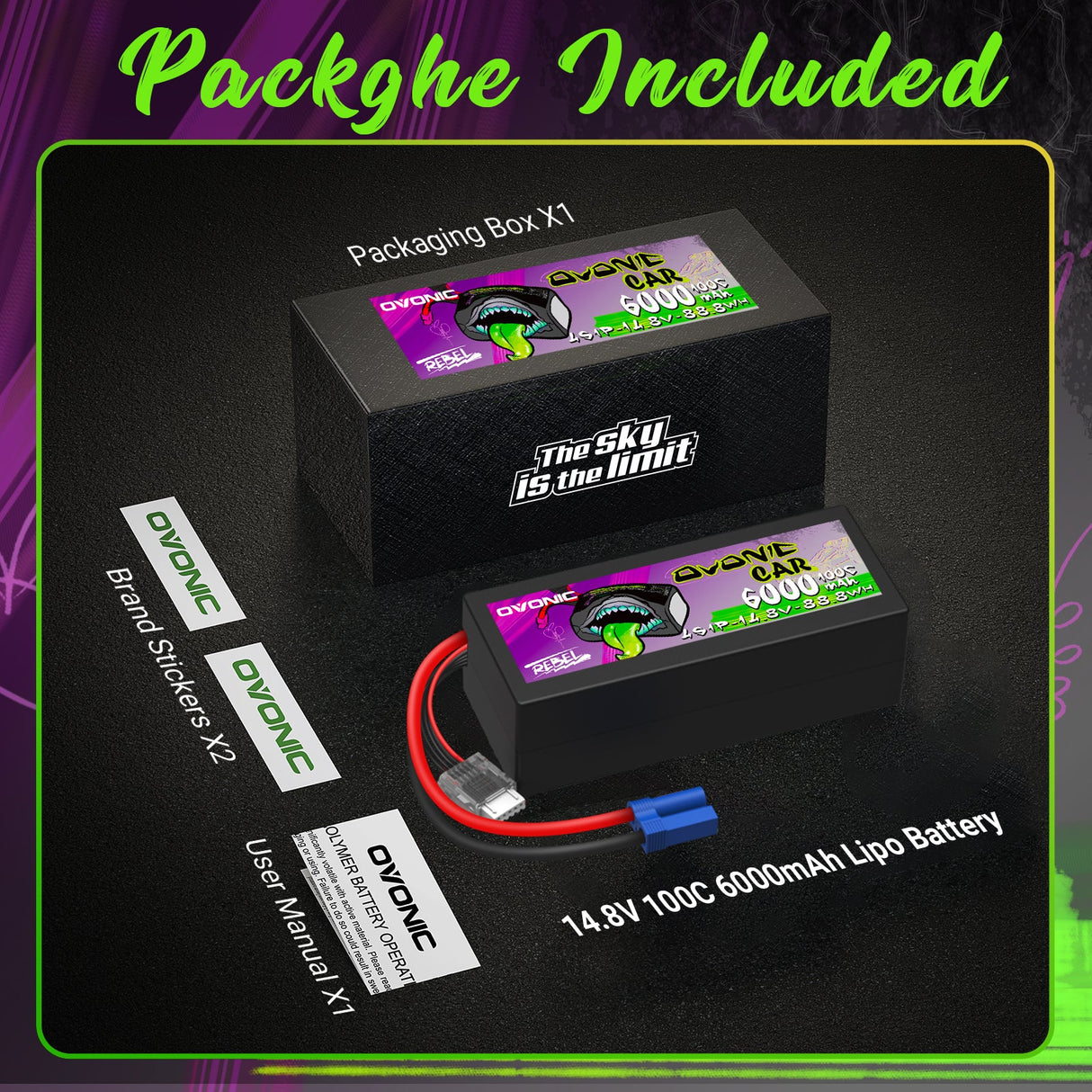 Ovonic Rebel 4S 6000mAh 100C 14,8V Hardcase Lipo EC5