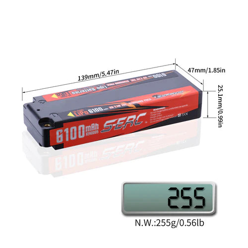 Sunpadow 2S Lipo-Akku 6100mAh 70C 7,4V Hardcase mit 4 mm Bullet (2 St.)