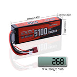 Sunpadow 2S  Lipo Akku 5100mAh 7,4V 70C Hardcase mit Deans T-Stecker