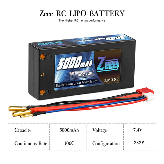 Zeee 2S 5000mAh 7,4V 100C Hardcase Shorty Lipo-Akku Deans