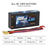 Zeee 2S 5000mAh 7,4V 100C Hardcase Shorty Lipo-Akku Deans