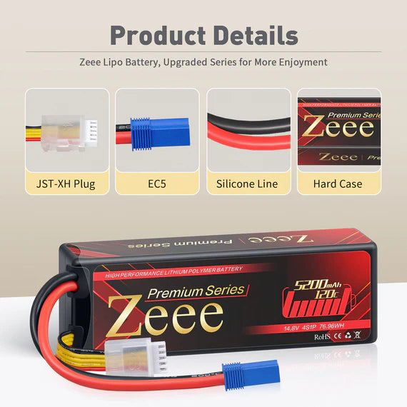Zeee Premium Series 4S 5200mAh 14,8V 120C Hardcase EC5 (2 Stück)