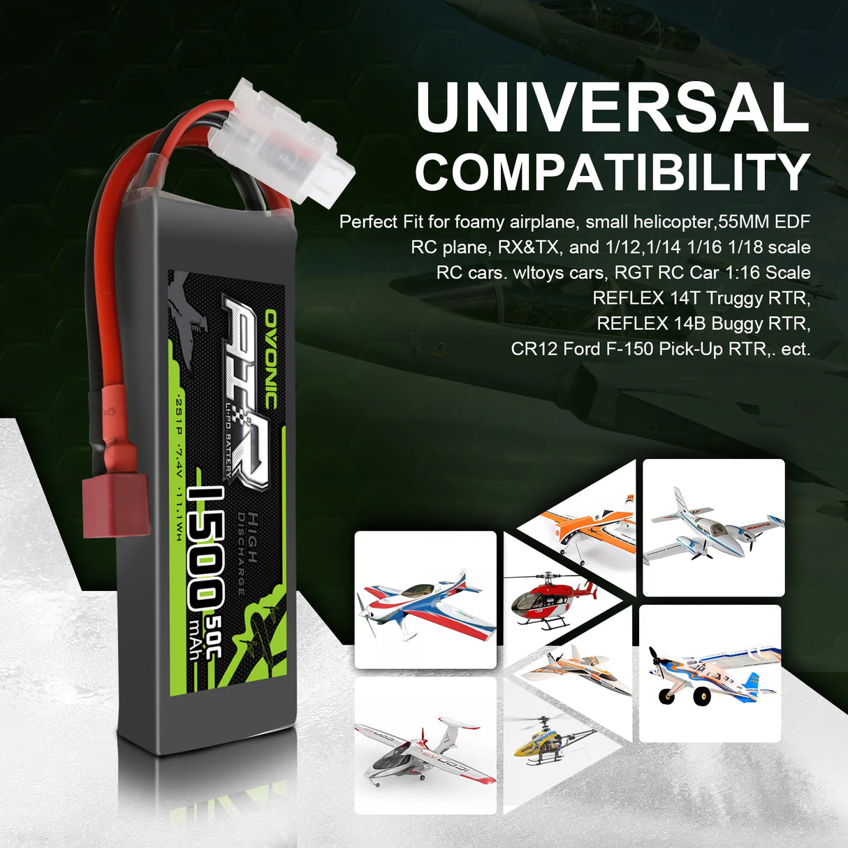 Ovonic Air 2S 1500mAh 7,4V 50C Dean Lipo Akku (2 Stück)