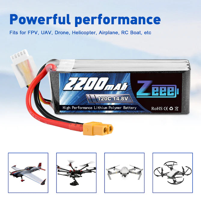 Zeee 4S 2200mAh 14,8V 120C XT60 Graphen-Akku (2 Stück)