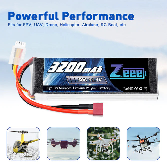 Zeee 3S 3200mAh 11,1V 50C Deans Lipo Akku (2 Stück)