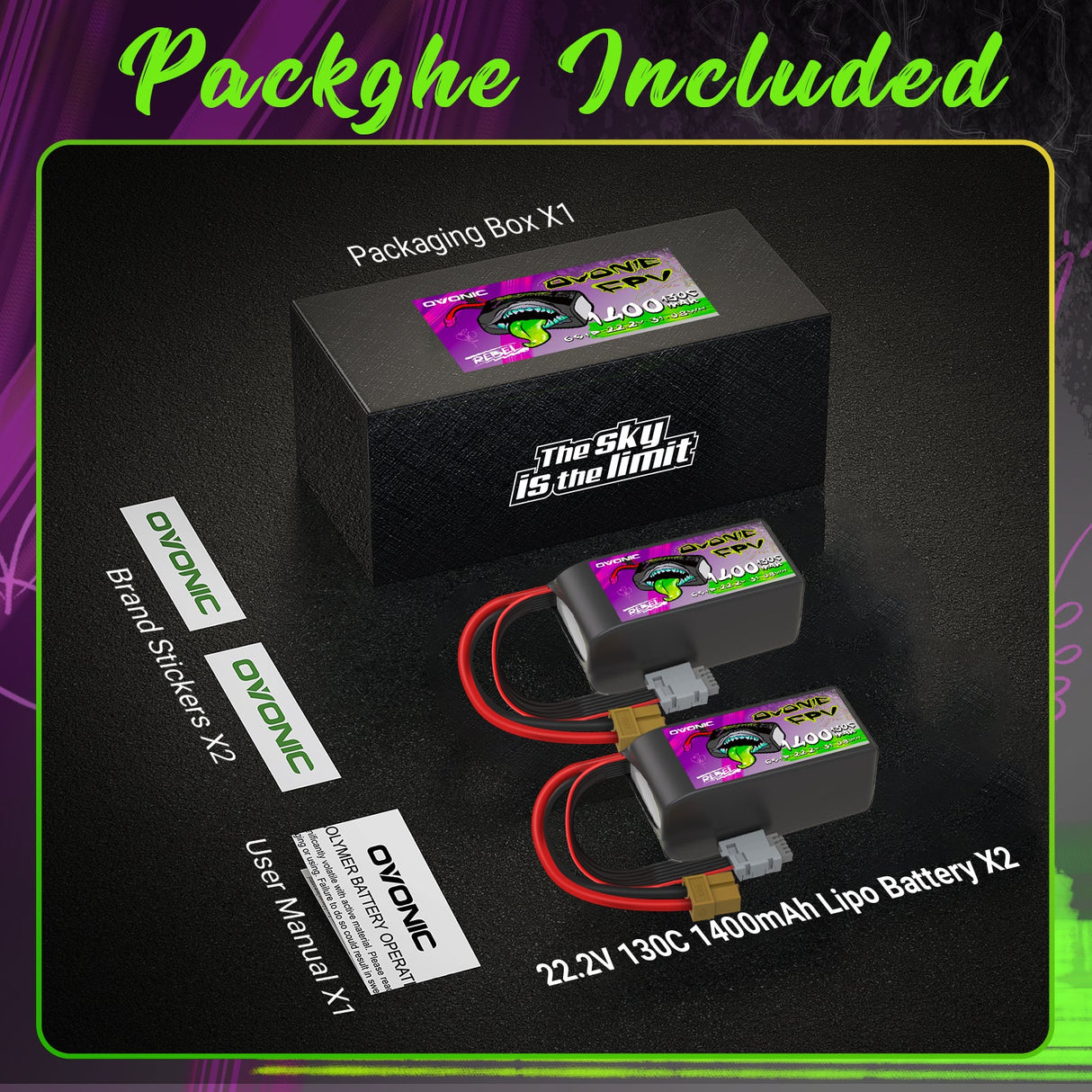 Ovonic Rebel 2.0 6S 1400mAh 130C 22,2V XT60 (2 St.)