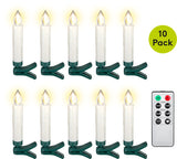 Goobay 10 kabellose LED-Weihnachtsbaumkerzen - mit Klemmen und IR-Fernbedienung für Timer, Leuchtmodi & Dimmer