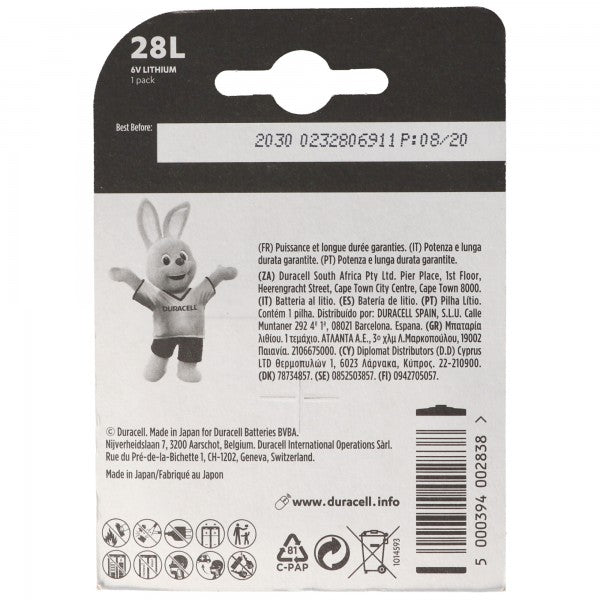 Duracell Photobatterie PX28L Lithium 6V 150mAh, 2CR11108, 2CR13252, L544