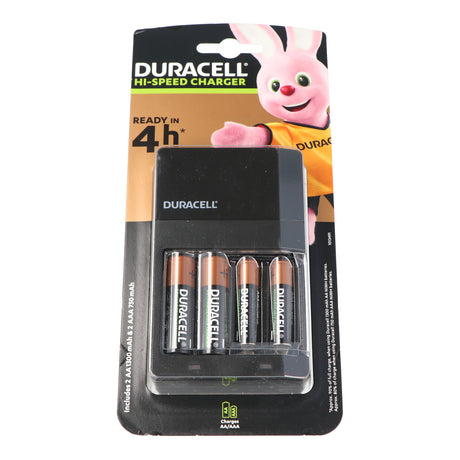Duracell Hi-Speed Schnell-Ladegerät für NiMH AA und AAA Akkus, inkl. 2x AA und 2x AAA Akkus