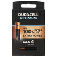 Duracell Optimum AAA Mignon Alkaline-Batterien, 1.5V LR03 MX2400, 4er-