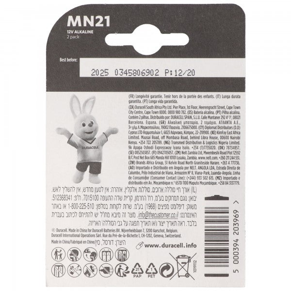 Duracell MN21 12V Batterie, Varta V23GA, GP23A, K23A, LRV08, E23A