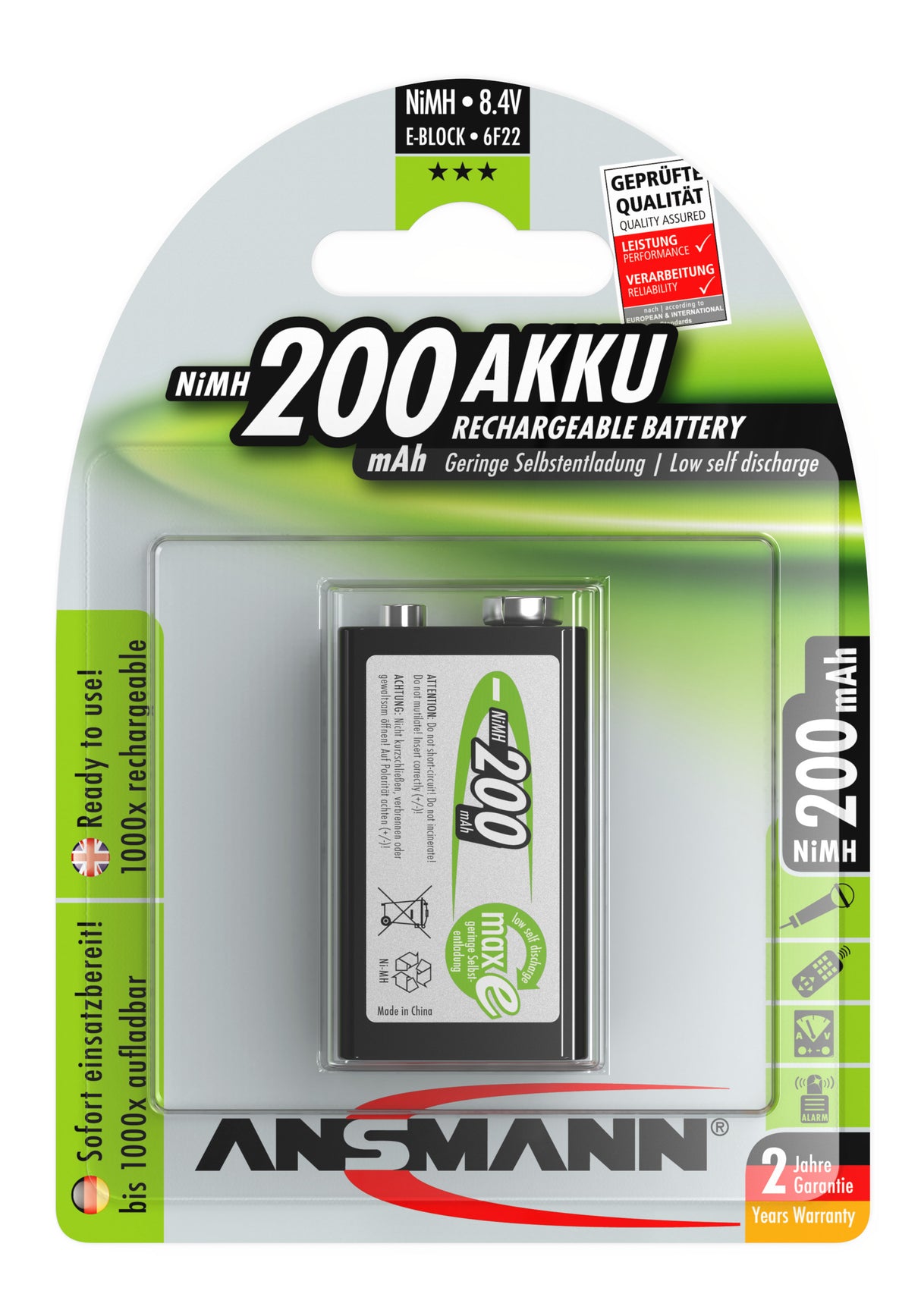 Ansmann maxE NiMH-Akku E-Block 200mAh