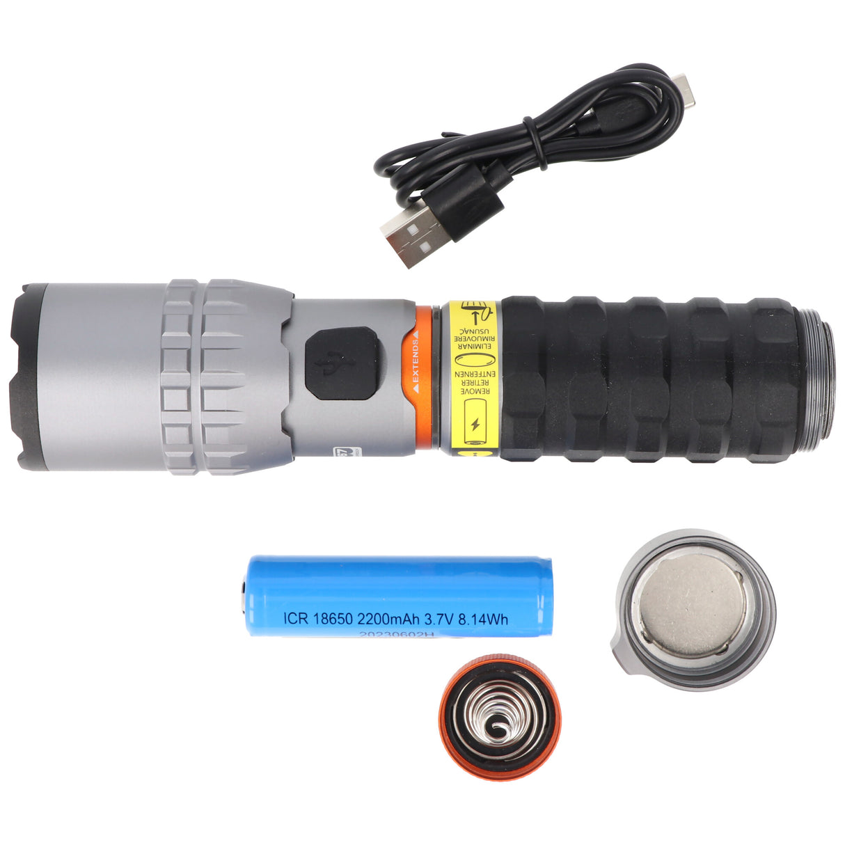 NEBO LED Taschenlampe SLYDE KING 2K mit bis zu 2000lm und 409m Leuchtweite integrierter Li-ion 18650 Akku 3,7V 2200mAh