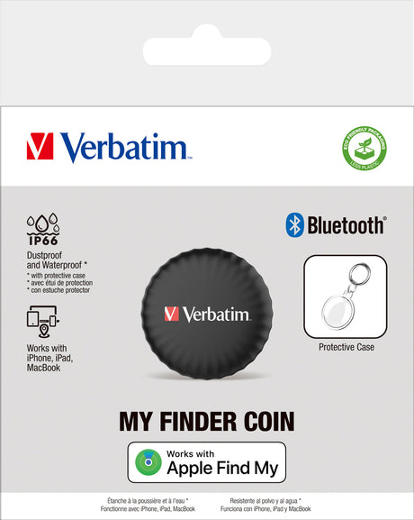 Verbatim Tracker, My Finder Coin, MYFC-01B, schwarz Bluetooth, für Apple Find My App, Retail (1-Pack)