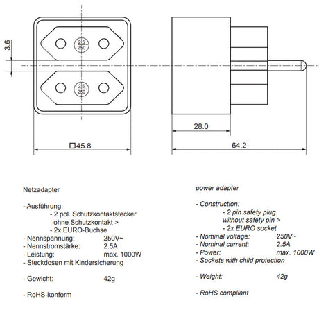 Goobay Euro-Mehrfach-Adapter I Reiseadapter