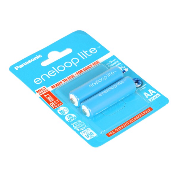 Panasonic eneloop Lite Mignon AA LR06 Akku BK-3LCCE NiMH 1,2 Volt 1000mAh im 2er Blister