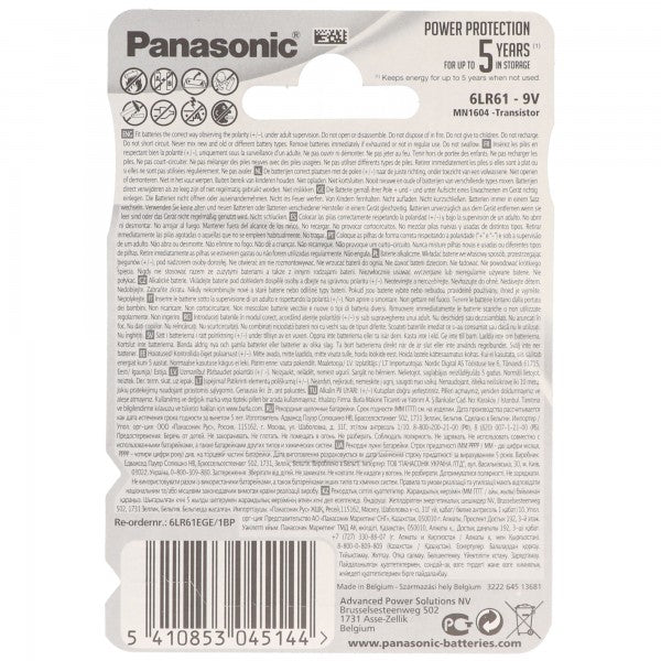 Panasonic Evolta 9V-Block, Alkaline Batterie, 9V Batterie ideal für Rauchmelder, Fernbedienungen
