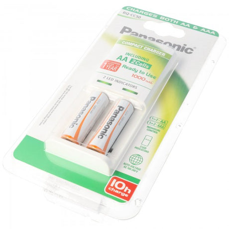 Panasonic Ladegerät BQ-CC50/KJ50LGA20E und 2 Stück Mignon AA 1000mAh