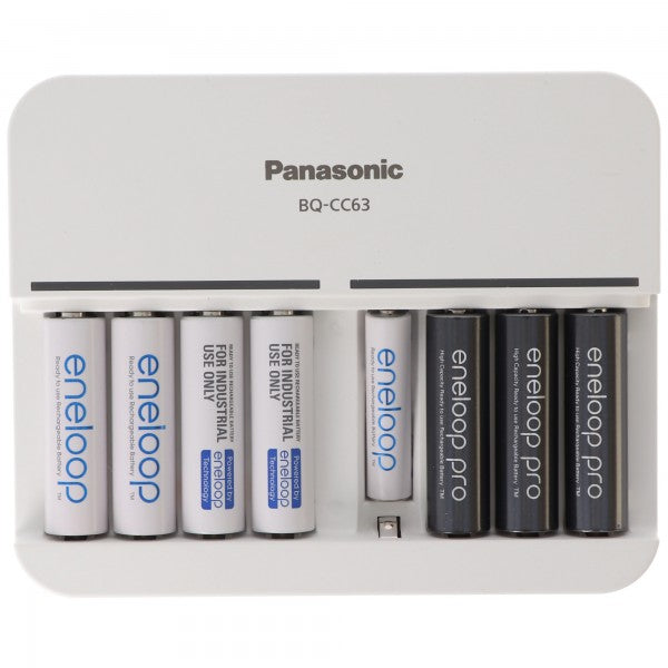8fach Panasonic Schnell-Ladegerät 5 Stunden für 8 NiMH Akkus Micro AAA und Mignon AA