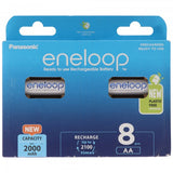 Panasonic eneloop, vorgeladen, Retail Blister (8-Pack) BK-3MCDE/8BE Akku NiMH, Mignon, AA, HR06, 1.2V und 2000mAh 5410853064213