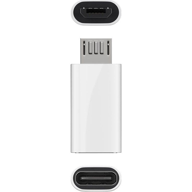 AccuCell Adapter USB 2.0 Micro-B auf USB-C weiß, zum Verbinden eines Micro-USB Gerätes mit einem USB-C Kabel