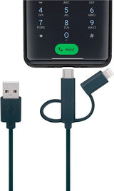Goobay Smartphone-USB-Ladekabel mit LED-Leuchten - mit 8 bunten Leuchten, lädt gängige Android-Smartphones, iPhones, USB-C™- und Micro-USB-Geräte