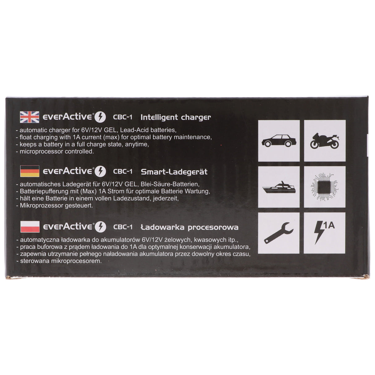 EverActive Ladegerät für 6 Volt und 12 Volt für Auto-, Motorrad-, Bleisäure-, PB, Gel, AGM Akku 2-24A
