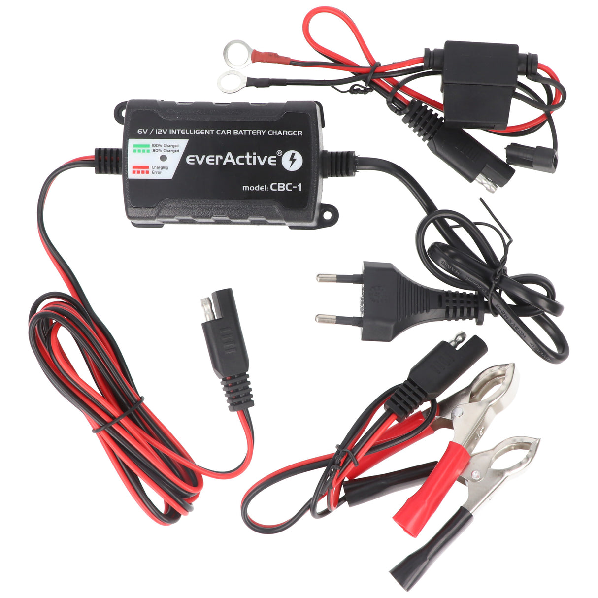 EverActive Ladegerät für 6 Volt und 12 Volt für Auto-, Motorrad-, Bleisäure-, PB, Gel, AGM Akku 2-24A