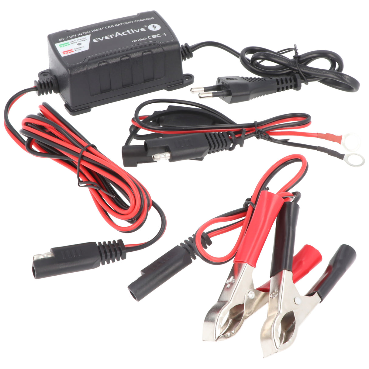 EverActive Ladegerät für 6 Volt und 12 Volt für Auto-, Motorrad-, Bleisäure-, PB, Gel, AGM Akku 2-24A