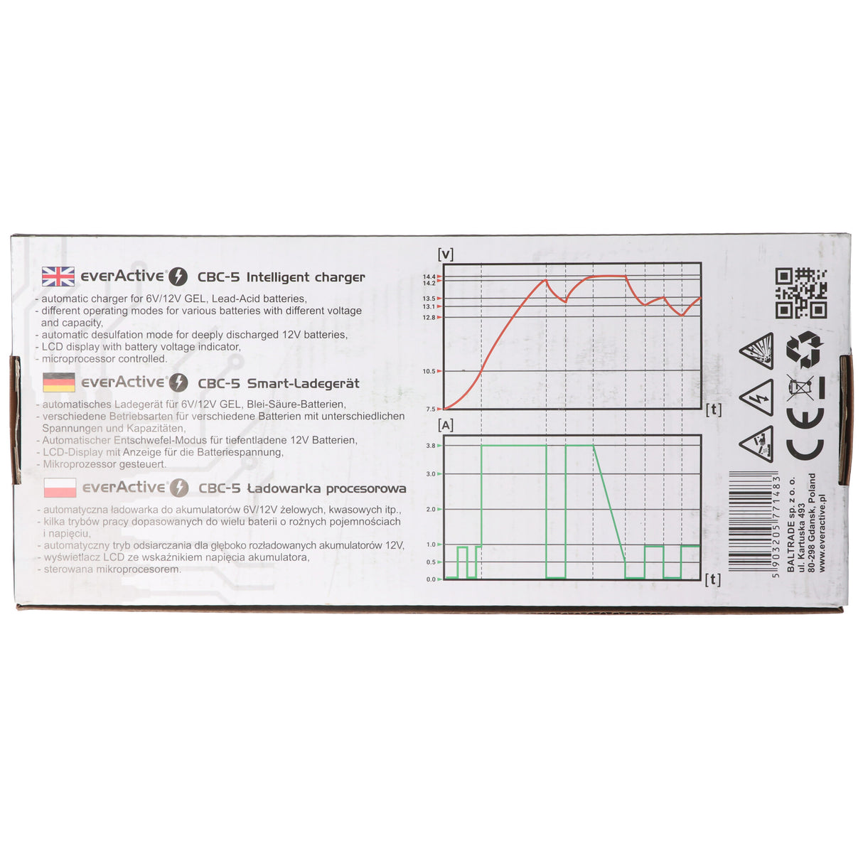 everActive Schnell-Ladegerät mit LCD-Display für 6 Volt und 12 Volt für Auto-, Motorrad-, Bleisäure-, PB, Gel, AGM Akku
