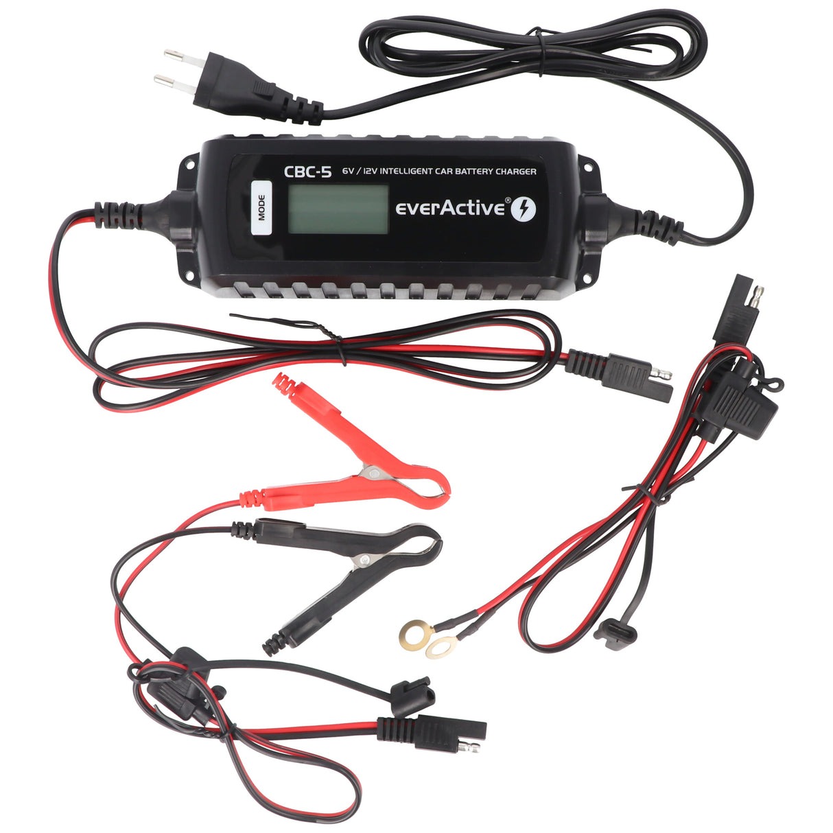 everActive Schnell-Ladegerät mit LCD-Display für 6 Volt und 12 Volt für Auto-, Motorrad-, Bleisäure-, PB, Gel, AGM Akku