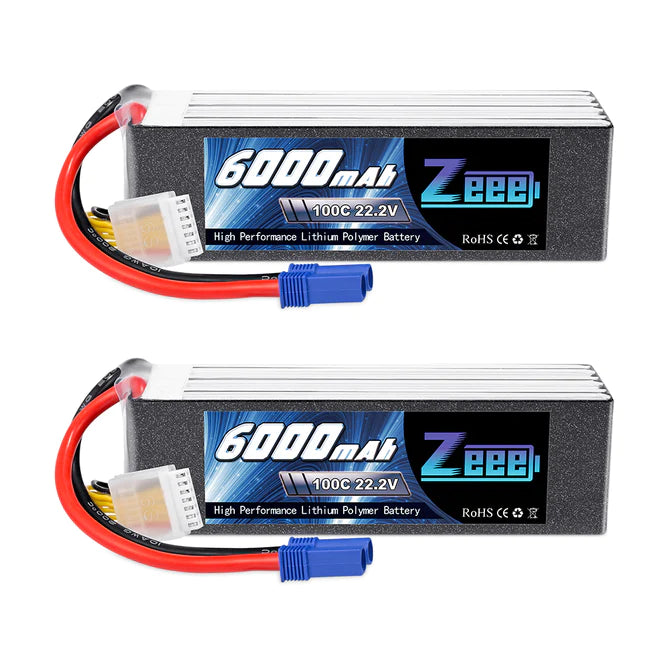 Zeee 6S 6000mAh 22,2V 100C Lipo Akku EC5 (2 Stück)
