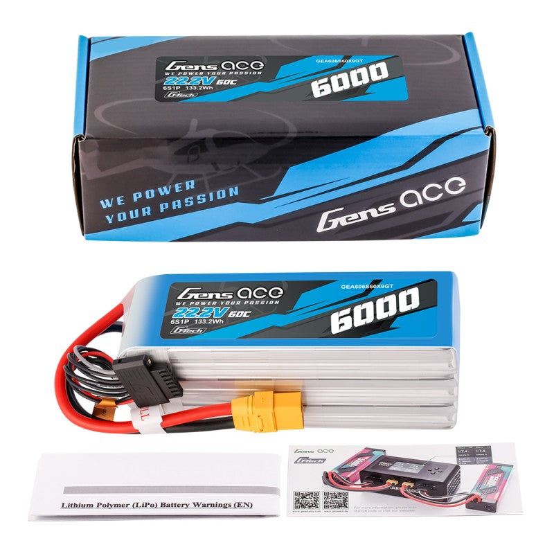 Gens Ace G-Tech 6S 6000mAh 22,2V 60C 6S1P XT90 LIPO-Akkupack