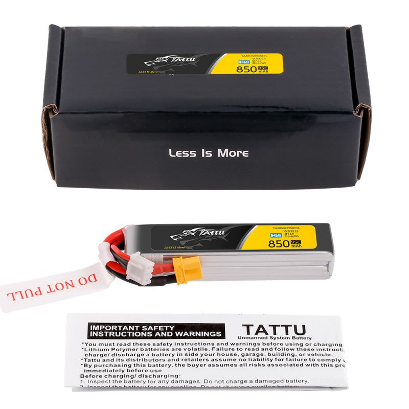 Tattu 2S 850mAh 95C 7,6V HV Lipo Akku mit XT30 Long-Pack