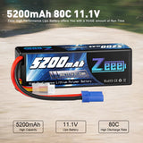 Zeee 3S 5200mAh 11,1V 80C EC5 Hardcase Lipo-Akku (2 Stück )
