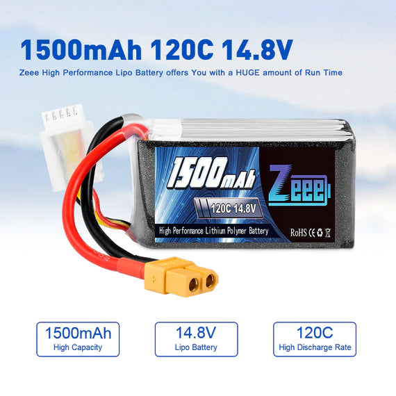 Zeee 4S 1500mAh 14,8V 120C Graphen-Akku XT60 (2 Stück)
