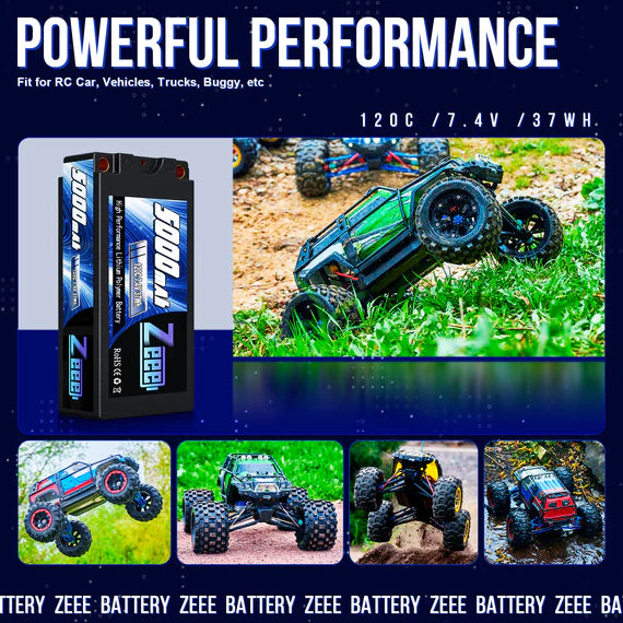Zeee 2S 5000mAh 7,4V 120C Shorty  5mm Bullet Deans Hardcase (2 Stück)