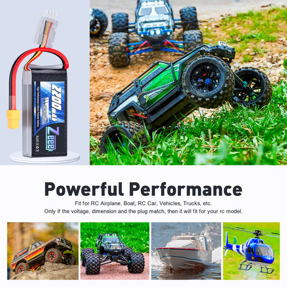 Zeee 2S 2200mAh 7,4V 50C XT60 Shorty Lipo Akku (2 Stück)