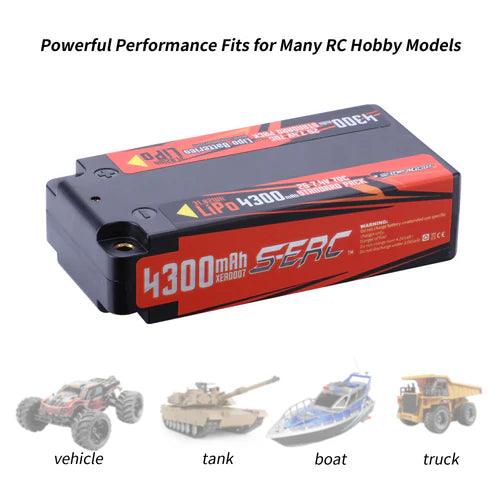Sunpadow 2S Lipo-Akku 4300mAh 70C 7,4V Hartcase mit 4 mm Bullet (2 St.)