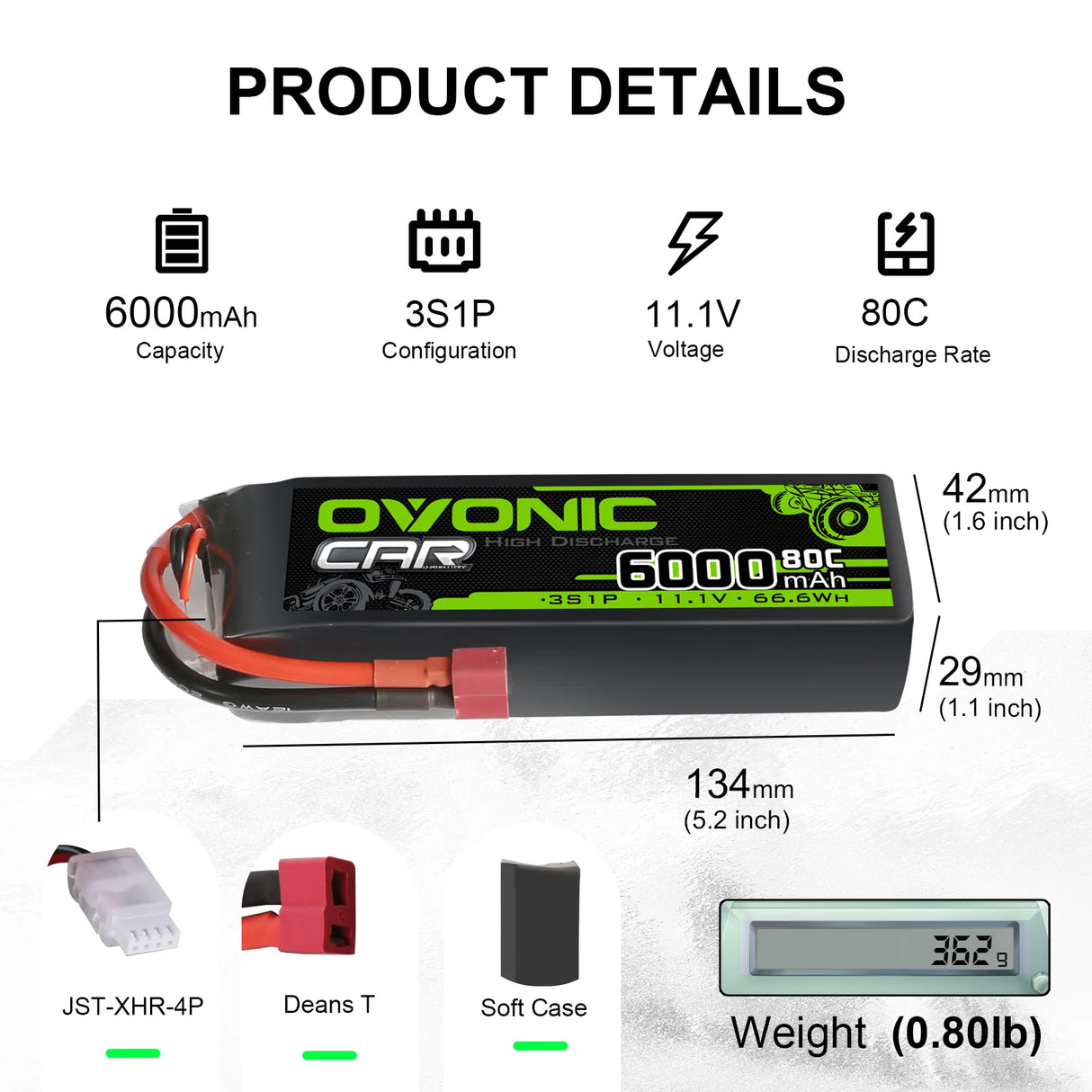 6000mAh / 3S / Deans T