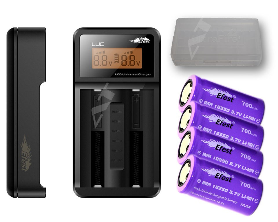 Efest LUC Ladegerät + 4x Efest Lila IMR 18350 - 700mAh + Box