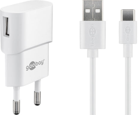 Goobay USB-C™ Ladeset 1 A - Netzteil mit Type-C™ Kabel 1m (weiß)