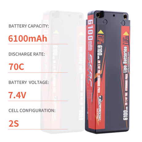 Sunpadow 2S Lipo-Akku 6100mAh 70C 7,4V Hardcase mit 4 mm Bullet (2 St.)